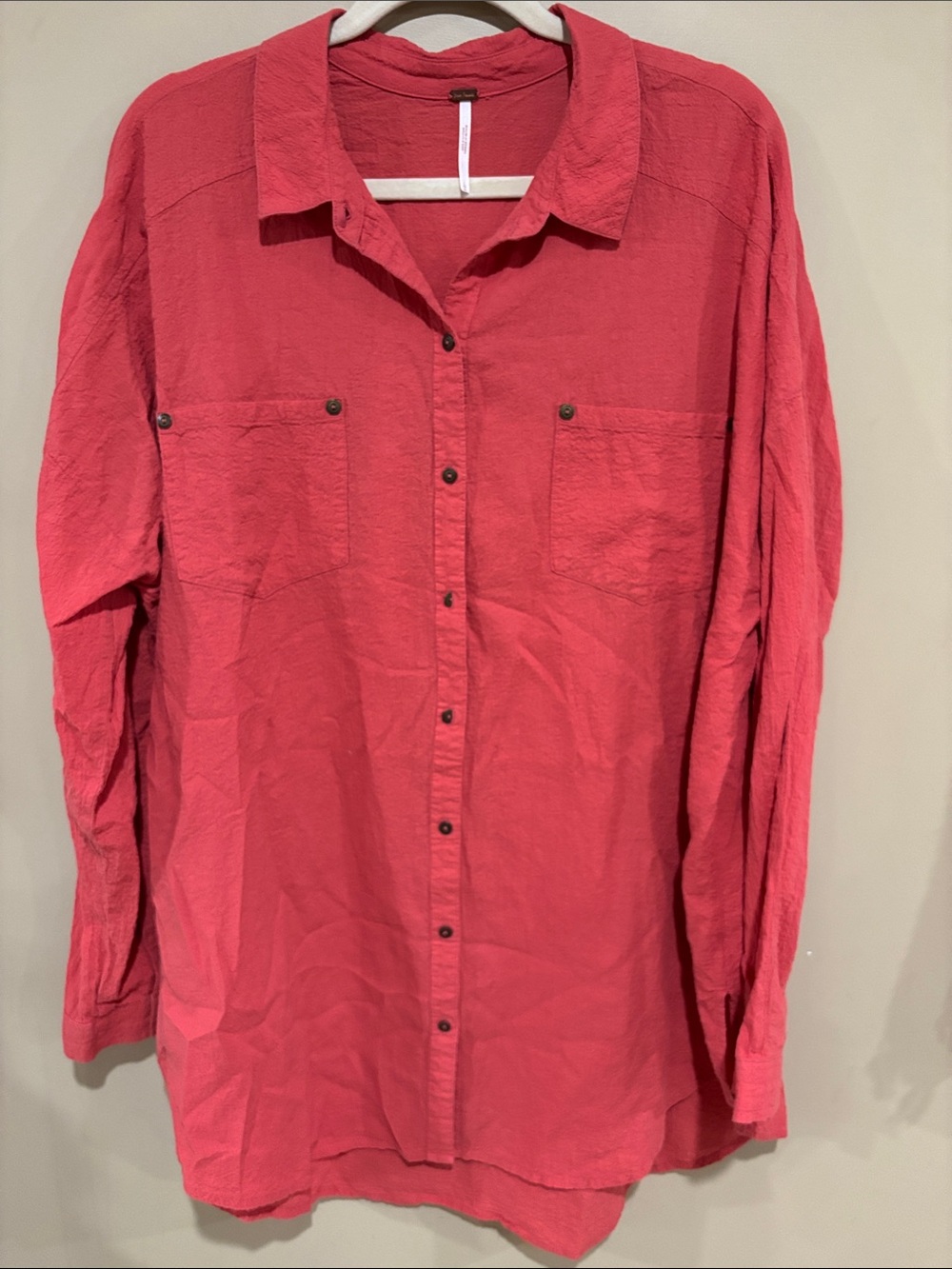 Free people coral button down tunic